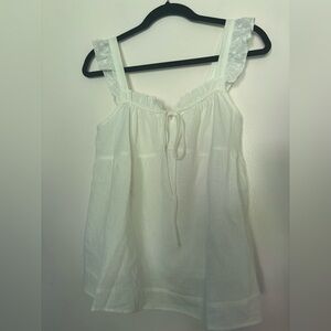 Reformation White Ruffled Tie-Front Tank